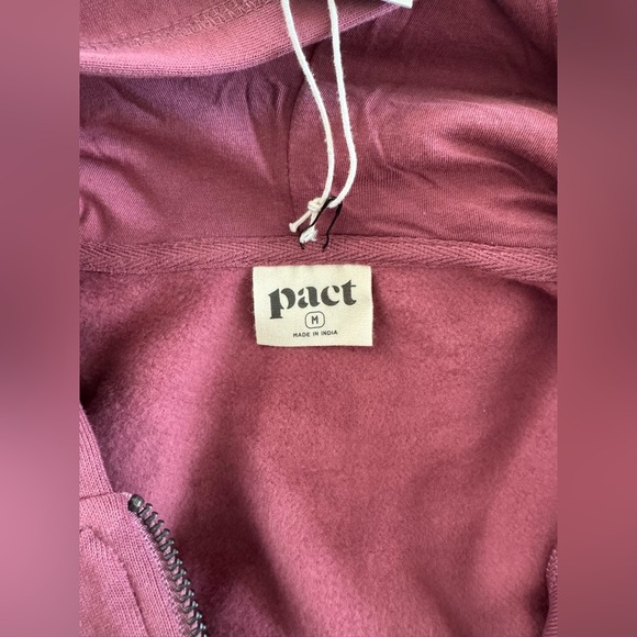 Pact Organic Cotton Unisex One For All Zip Up Hoodie - Mauve - Size Medium - Picture 8 of 9